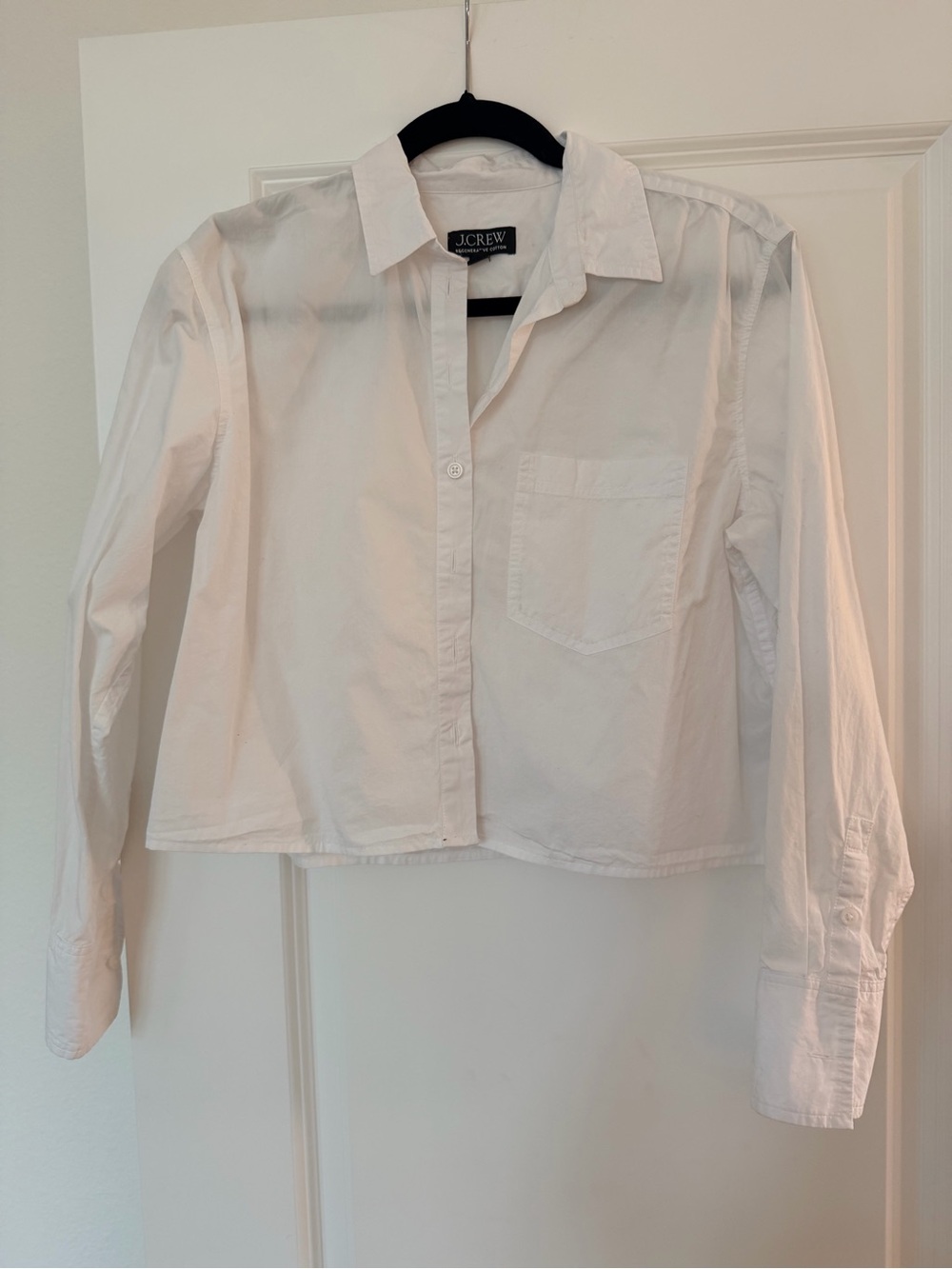 J.Crew CroppeClassic White Button-Up Shirt